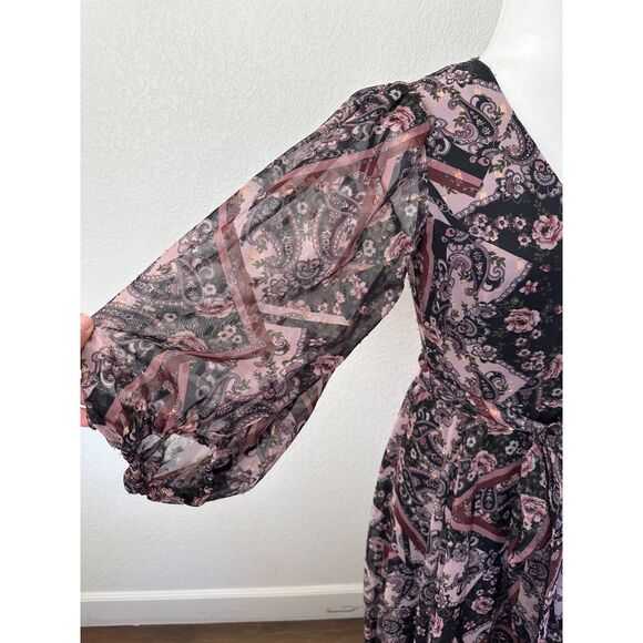 Eliza J Patchwork Print High Low Faux Wrap Dress Size 2 - Picture 6 of 10